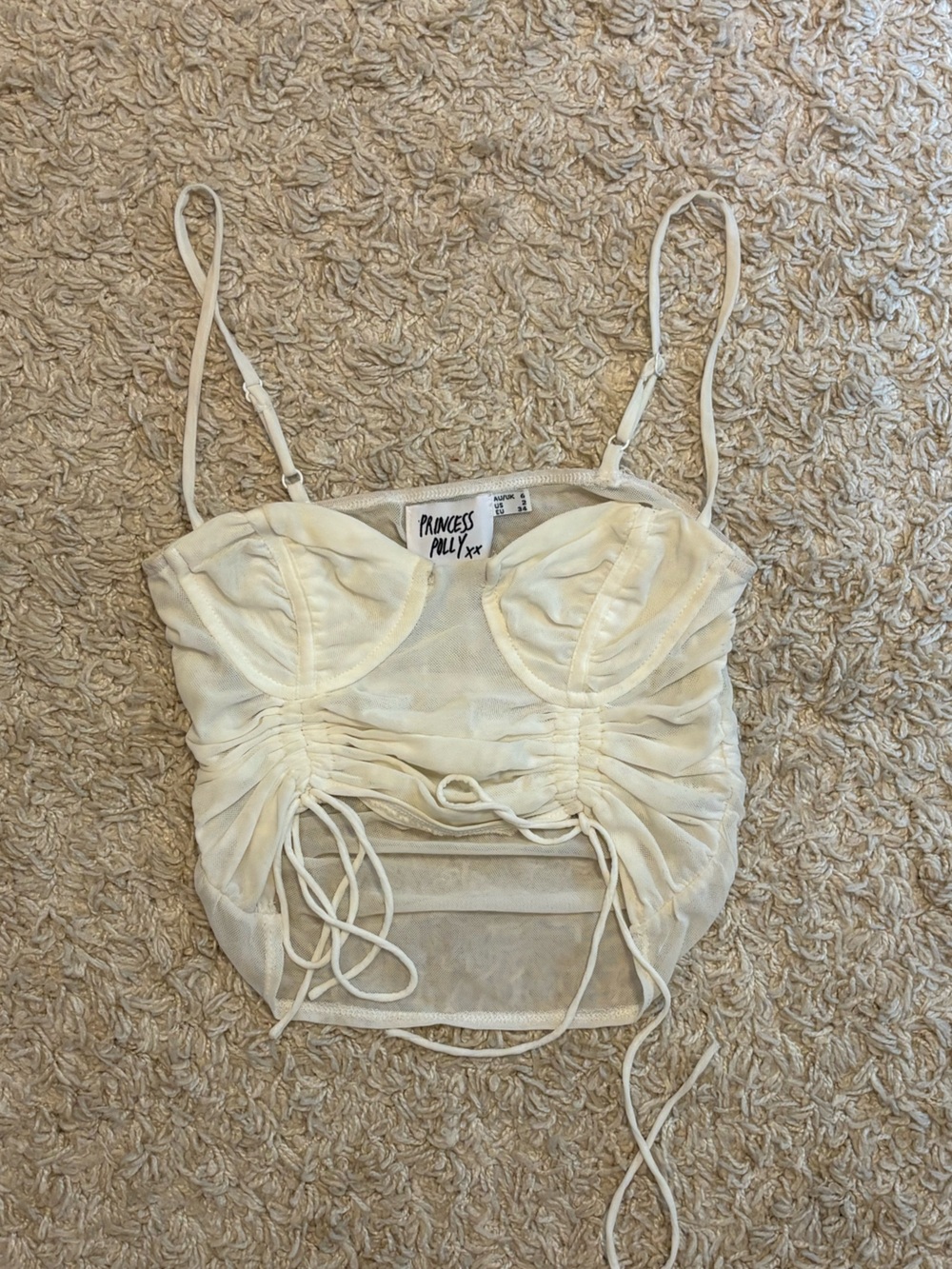 Princess Polly Ivory Mesh Crop Top